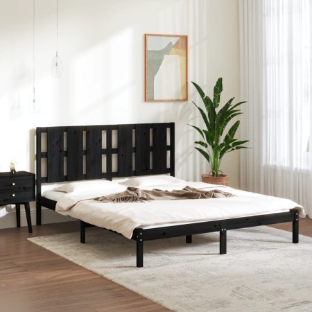 Estructura de cama madera maciza negra King Size 150x200 cm de vidaXL, Camas y somieres - Ref: Foro24-3105609, Precio: 181,88...