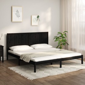Estructura de cama de madera maciza de pino negra 200x200 cm de vidaXL, Camas y somieres - Ref: Foro24-3105754, Precio: 181,5...