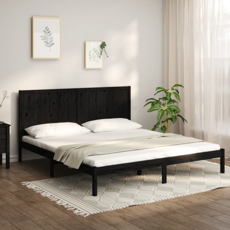 Estructura de cama de madera maciza de pino negra 200x200 cm de vidaXL, Camas y somieres - Ref: Foro24-3105754, Precio: 181,5...