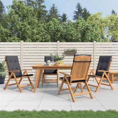 Sillas de jardín reclinables y cojines 4 uds madera maciza teca de vidaXL, Sillas de jardín - Ref: Foro24-3196463, Precio: 66...