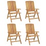 Sillas de jardín reclinables y cojines 4 uds madera maciza teca de vidaXL, Sillas de jardín - Ref: Foro24-3196463, Precio: 66...