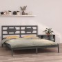 Estructura de cama de madera maciza de pino gris 200x200 cm de vidaXL, Camas y somieres - Ref: Foro24-3105687, Precio: 163,85...