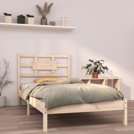 Estructura de cama madera maciza de pino 90x200 cm de vidaXL, Camas y somieres - Ref: Foro24-3105650, Precio: 83,55 €, Descue...