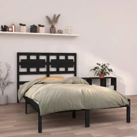 Estructura de cama de madera maciza negra 140x190 cm de vidaXL, Camas y somieres - Ref: Foro24-3105649, Precio: 166,60 €, Des...