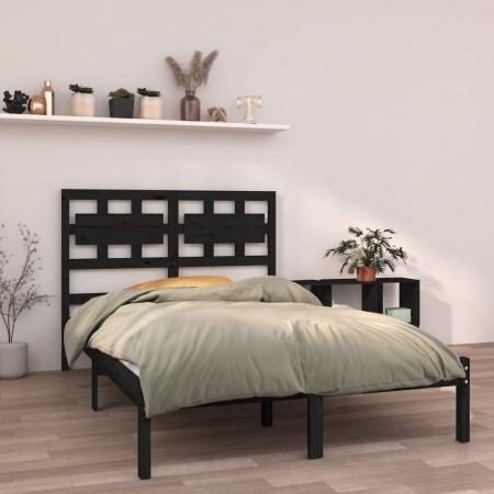 Estructura de cama de madera maciza negra 140x190 cm de vidaXL, Camas y somieres - Ref: Foro24-3105649, Precio: 168,55 €, Des...