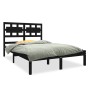 Estructura de cama de madera maciza negra 140x190 cm de vidaXL, Camas y somieres - Ref: Foro24-3105649, Precio: 168,55 €, Des...