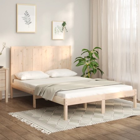 Estructura cama madera doble pequeña maciza de pino 120x190 cm de vidaXL, Camas y somieres - Ref: Foro24-3105700, Precio: 120...