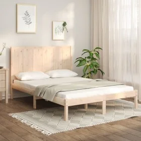 Estructura de cama madera maciza de pino 120x200 cm de vidaXL, Camas y somieres - Ref: Foro24-3105725, Precio: 116,37 €, Desc...