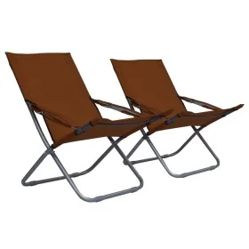 Sillas de playa plegables 2 unidades tela marrón de vidaXL, Sillas de jardín - Ref: Foro24-47906, Precio: 99,68 €, Descuento: %