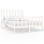 Estructura de cama de madera maciza de pino blanco 140x200 cm de vidaXL, Camas y somieres - Ref: Foro24-3106704, Precio: 132,...