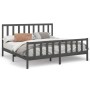 Estructura de cama de madera maciza de pino gris 200x200 cm de vidaXL, Camas y somieres - Ref: Foro24-3106725, Precio: 171,12...