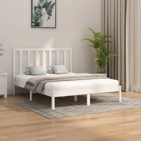 White solid wood bed frame 160x200 cm by vidaXL, Beds and slatted bases - Ref: Foro24-3106779, Price: 121,88 €, Discount: %