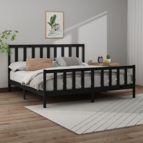 Estructura de cama de madera maciza de pino negra 200x200 cm de vidaXL, Camas y somieres - Ref: Foro24-3106727, Precio: 206,4...