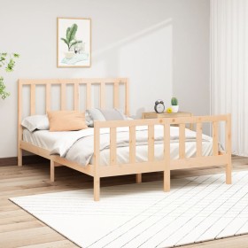 Estructura de cama madera maciza de pino 140x190 cm de vidaXL, Camas y somieres - Ref: Foro24-3106683, Precio: 127,61 €, Desc...