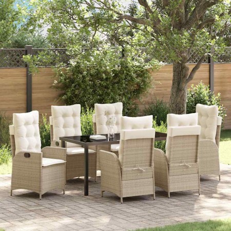 Conjunto de Comedor de Jardín 7 pcs Beige ratán sintético en Sillas de jardín | Comprar online en Foru.es