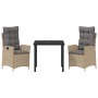Conjunto de Comedor de Jardín 3 pcs Beige ratán sintético en Sillas de jardín | Comprar online en Foru.es