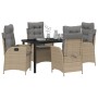 Conjunto de Comedor de Jardín 5 pcs Beige ratán sintético en Sillas de jardín | Comprar online en Foru.es