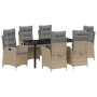 Conjunto de Comedor de Jardín 7 pcs Beige ratán sintético en Sillas de jardín | Comprar online en Foru.es