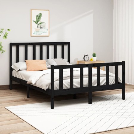Estructura de cama de madera maciza de pino negro 140x190 cm de vidaXL, Camas y somieres - Ref: Foro24-3106687, Precio: 176,1...