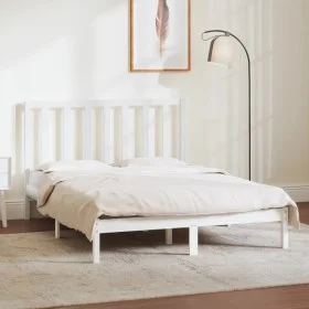 Solid white pine wood bed frame 140x190 cm by vidaXL, Beds and slatted bases - Ref: Foro24-3106619, Price: 122,97 €, Discount: %