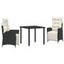 Conjunto de Comedor de Jardín 3 pcs Negro ratán sintético en Sillas de jardín | Comprar online en Foru.es
