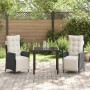 Conjunto de Comedor de Jardín 3 pcs Negro ratán sintético en Sillas de jardín | Comprar online en Foru.es