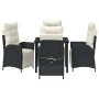 Conjunto de Comedor de Jardín 5 pcs Negro ratán sintético en Sillas de jardín | Comprar online en Foru.es