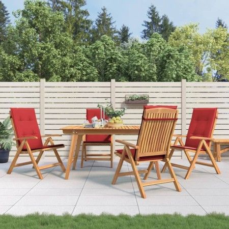 Sillas de jardín reclinables y cojines 4 uds madera maciza teca de vidaXL, Sillas de jardín - Ref: Foro24-3196469, Precio: 69...