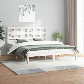 Solid white pine wood bed frame 140x200 cm by vidaXL, Beds and slatted bases - Ref: Foro24-3107354, Price: 128,08 €, Discount: %