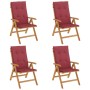 Sillas de jardín reclinables y cojines 4 uds madera maciza teca de vidaXL, Sillas de jardín - Ref: Foro24-3196472, Precio: 67...