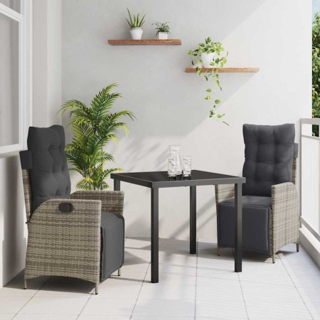 Conjunto de Comedor de Jardín 3 pcs Gris ratán sintético en Sillas de jardín | Comprar online en Foru.es