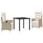 Conjunto de Comedor de Jardín 3 pcs Beige ratán sintético en Sillas de jardín | Comprar online en Foru.es