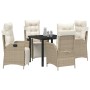 Conjunto de Comedor de Jardín 5 pcs Beige ratán sintético en Sillas de jardín | Comprar online en Foru.es