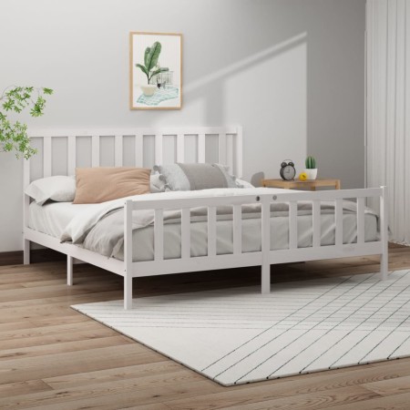 Estructura de cama madera maciza de pino blanco 200x200 cm de vidaXL, Camas y somieres - Ref: Foro24-3106724, Precio: 156,01 ...