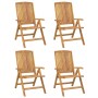 Sillas de jardín reclinables y cojines 4 uds madera maciza teca de vidaXL, Sillas de jardín - Ref: Foro24-3196471, Precio: 68...