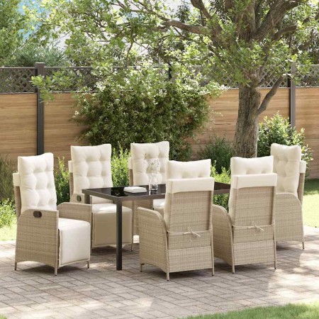 Conjunto de Comedor de Jardín 7 pcs Beige ratán sintético en Sillas de jardín | Comprar online en Foru.es