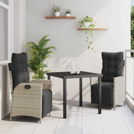 Conjunto de Comedor de Jardín 3 pcs Gris Claro ratán sintético en Sillas de jardín | Comprar online en Foru.es