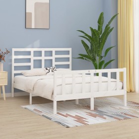 Estructura de cama madera maciza de pino blanco 120x200 cm de vidaXL, Camas y somieres - Ref: Foro24-3107609, Precio: 128,25 ...
