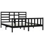 Estructura de cama de madera maciza de pino negra 200x200 cm de vidaXL, Camas y somieres - Ref: Foro24-3107637, Precio: 205,9...