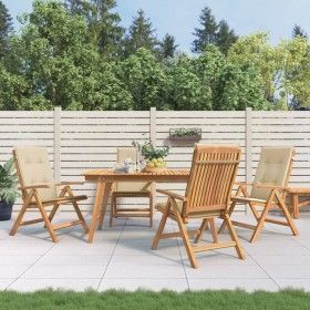 Sillas de jardín reclinables y cojines 4 uds madera maciza teca de vidaXL, Sillas de jardín - Ref: Foro24-3196466, Precio: 66...