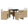 Conjunto de Comedor de Jardín 5 pcs Beige ratán sintético en Sillas de jardín | Comprar online en Foru.es