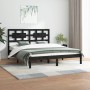 Estructura de cama de madera maciza de pino negra 200x200 cm de vidaXL, Camas y somieres - Ref: Foro24-3107377, Precio: 163,9...