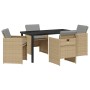 Conjunto de Comedor de Jardín 5 pcs Beige ratán sintético en Sillas de jardín | Comprar online en Foru.es