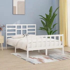 Solid white pine wood bed frame 140x200 cm by vidaXL, Beds and slatted bases - Ref: Foro24-3107614, Price: 130,44 €, Discount: %