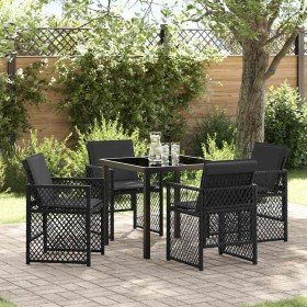 Conjunto de Comedor de Jardín 5 pcs Negro ratán sintético en Mesas de jardín | Comprar online en Foru.es