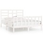 Estructura de cama de madera maciza de pino blanco 160x200 cm de vidaXL, Camas y somieres - Ref: Foro24-3107624, Precio: 142,...