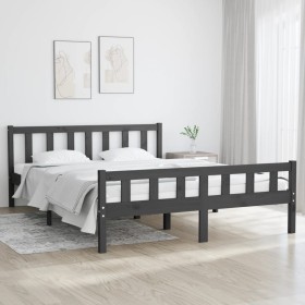 Estructura de cama madera maciza gris 120x200 cm de vidaXL, Camas y somieres - Ref: Foro24-810676, Precio: 102,09 €, Descuent...
