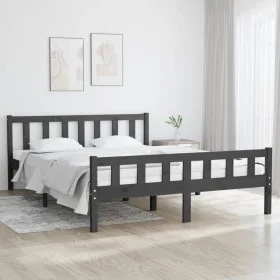 Estructura de cama madera maciza gris 120x200 cm de vidaXL, Camas y somieres - Ref: Foro24-810676, Precio: 100,96 €, Descuent...