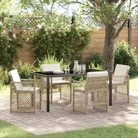 Conjunto de Comedor de Jardín 5 pcs Beige ratán sintético en Mesas de jardín | Comprar online en Foru.es