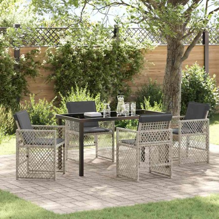 Conjunto de Comedor de Jardín 5 pcs Gris Claro ratán sintético en Mesas de jardín | Comprar online en Foru.es